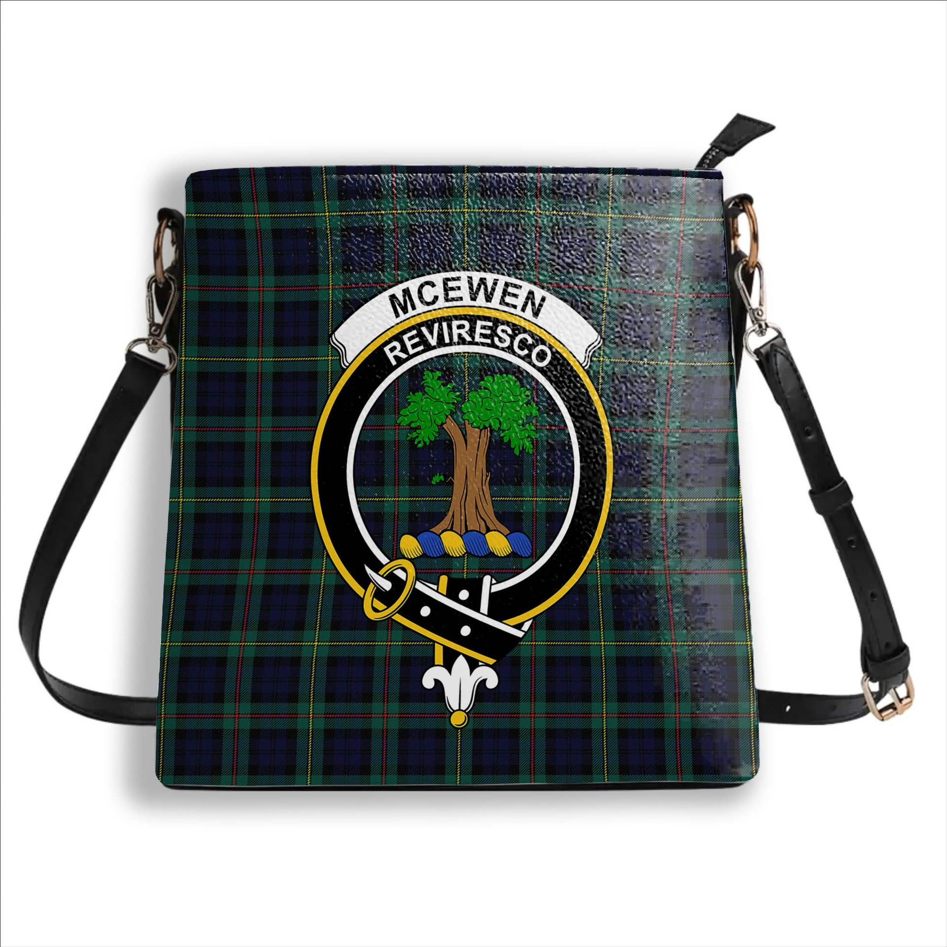ScotsTee Shop Scottish McEwen Modern Crest Tartan Bucket Bag Ladies Shoulder Bag Midi