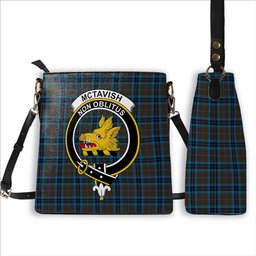 ScotsTee Shop Scottish McTavish Hunting Modern Crest Tartan Bucket Bag Ladies Shoulder Bag Midi