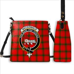 ScotsTee Shop Scottish MacDonald of Sleat SC Crest Tartan Bucket Bag Ladies Shoulder Bag Midi