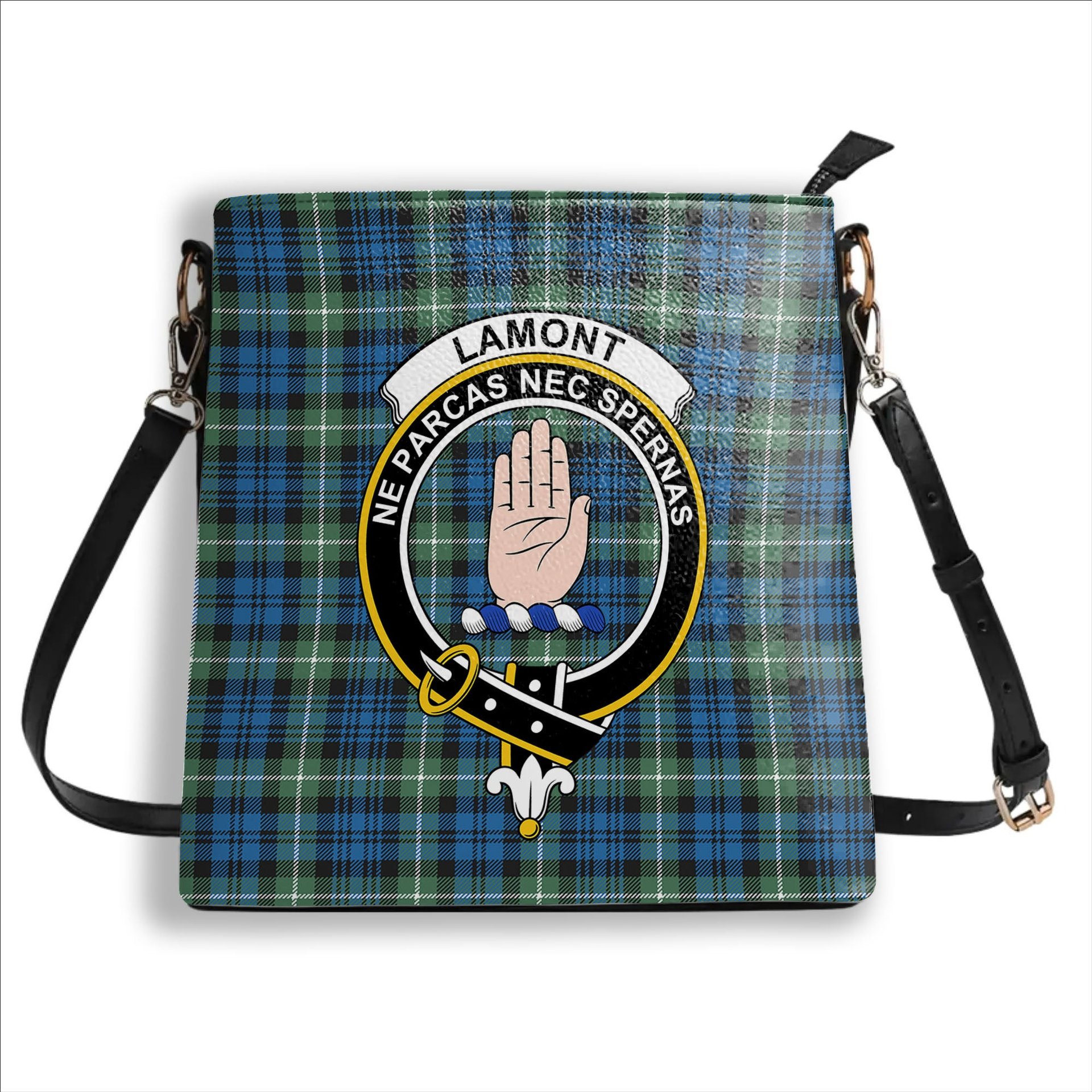 ScotsTee Shop Scottish Lamont Ancient Crest Tartan Bucket Bag Ladies Shoulder Bag Midi