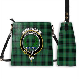 ScotsTee Shop Scottish MacArthur Ancient Crest Tartan Bucket Bag Ladies Shoulder Bag Midi