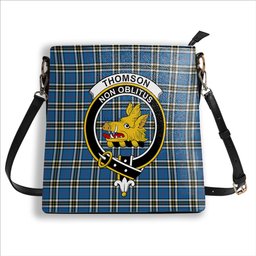 ScotsTee Shop Scottish Thomson Blue Modern Clan Crest Tartan Bucket Bag Ladies Shoulder Bag Midi
