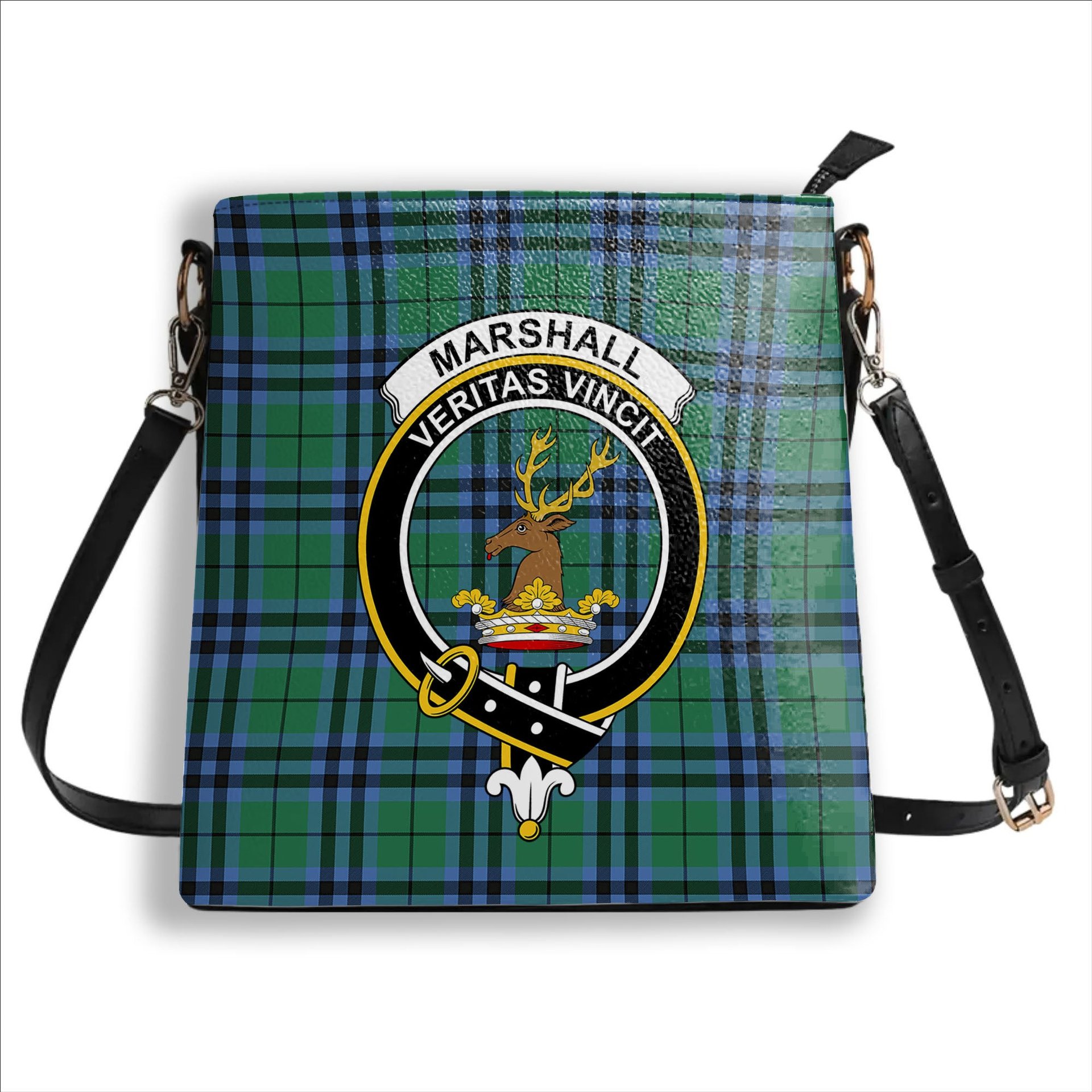 ScotsTee Shop Scottish Marshall Ancient Crest Tartan Bucket Bag Ladies Shoulder Bag Midi
