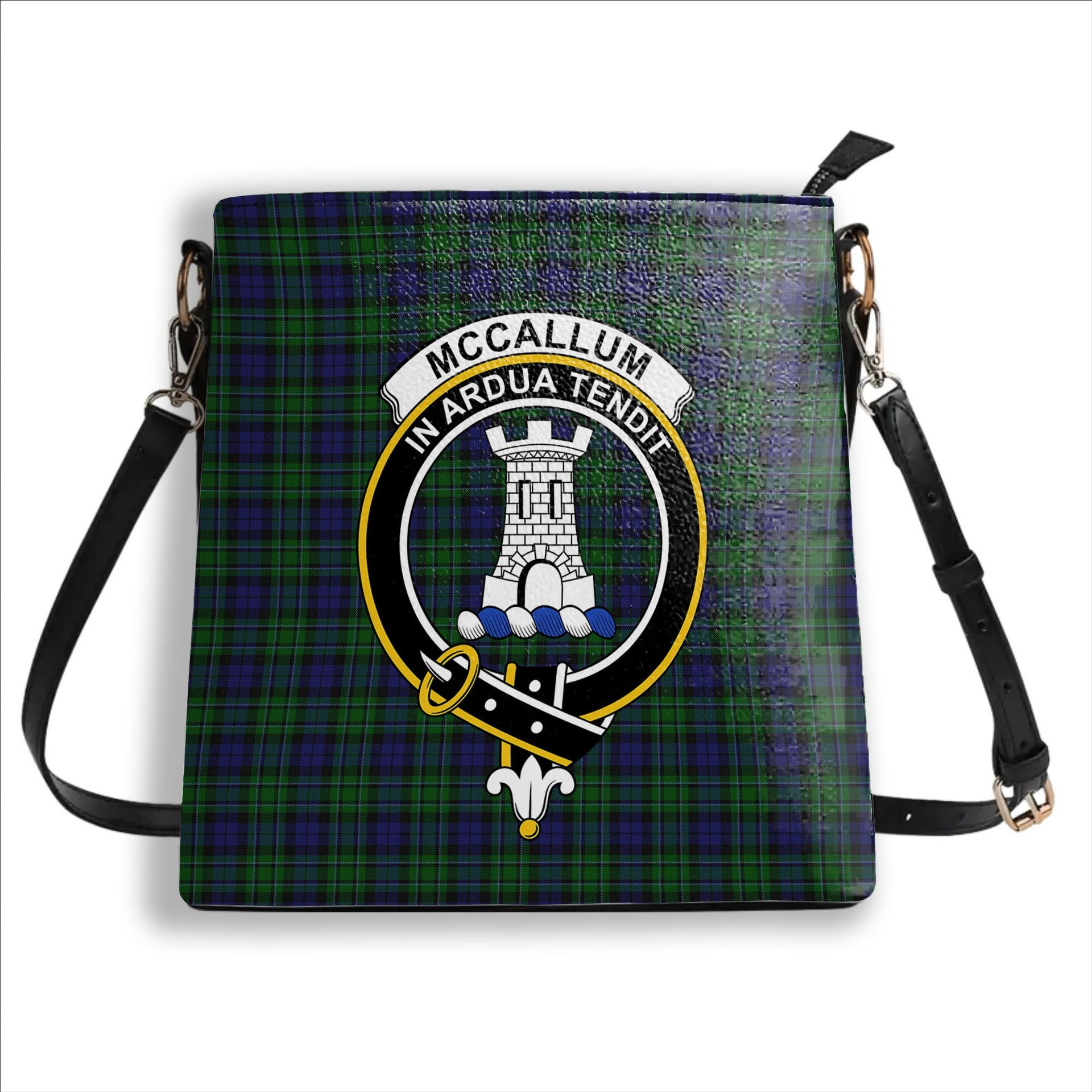 ScotsTee Shop Scottish McCallum Modern Crest Tartan Bucket Bag Ladies Shoulder Bag Midi