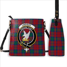 ScotsTee Shop Scottish Lindsay Modern Crest Tartan Bucket Bag Ladies Shoulder Bag Midi