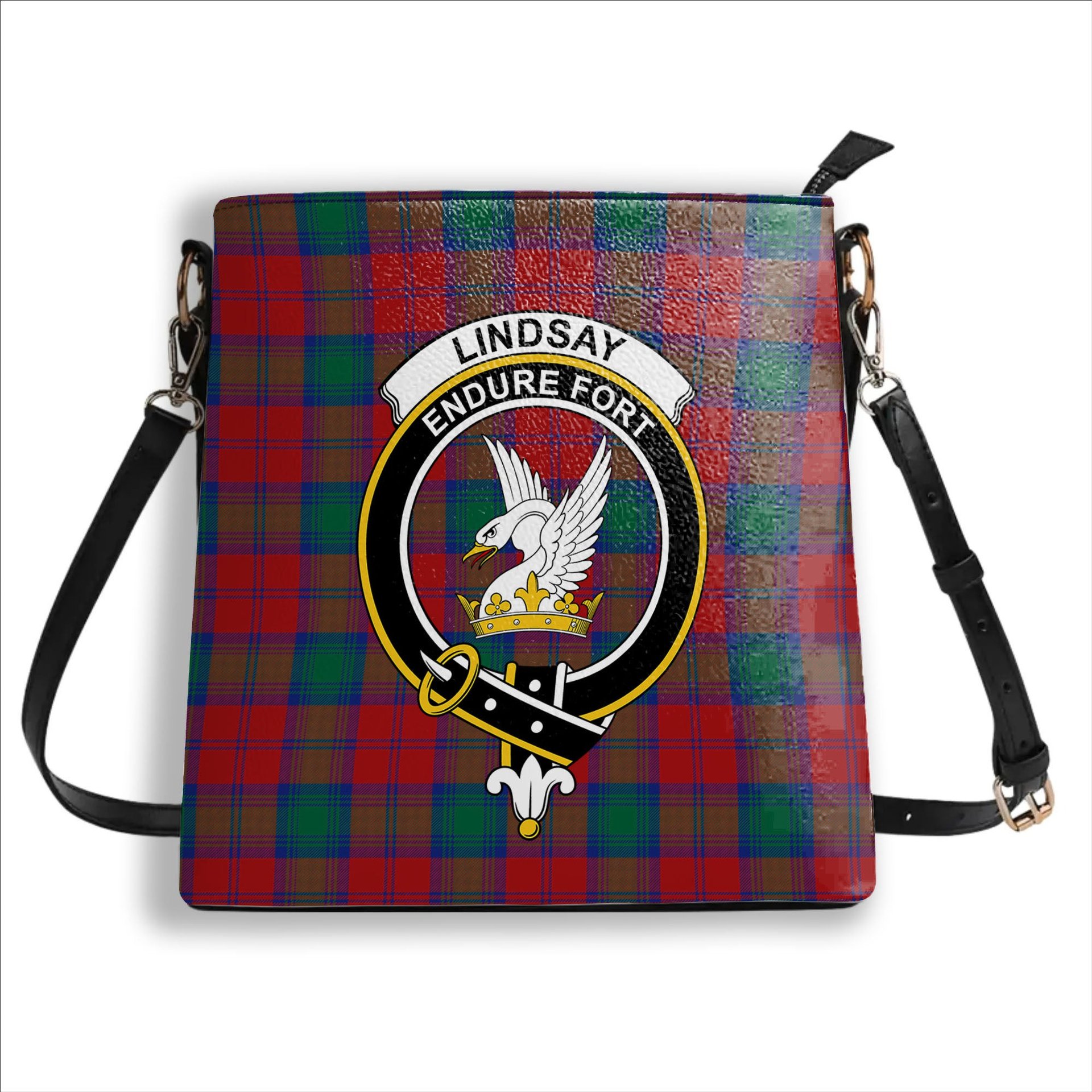 ScotsTee Shop Scottish Lindsay Modern Crest Tartan Bucket Bag Ladies Shoulder Bag Midi