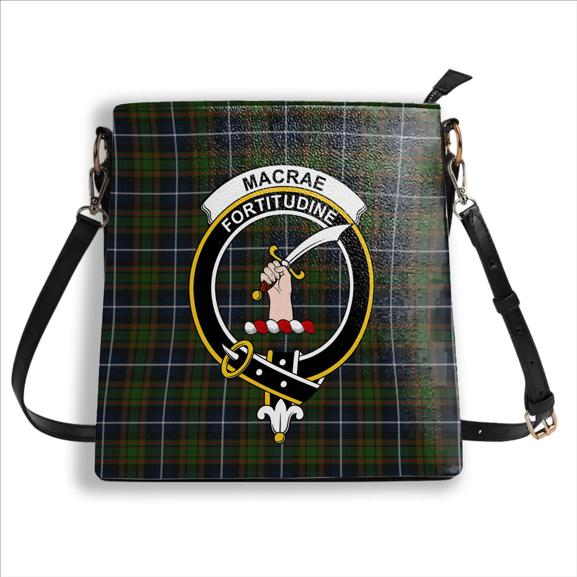 ScotsTee Shop Scottish MacRae Hunting Crest Tartan Bucket Bag Ladies Shoulder Bag Midi