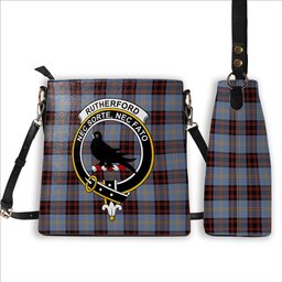 ScotsTee Shop Scottish Rutherford Ancient Crest Tartan Bucket Bag Ladies Shoulder Bag Midi