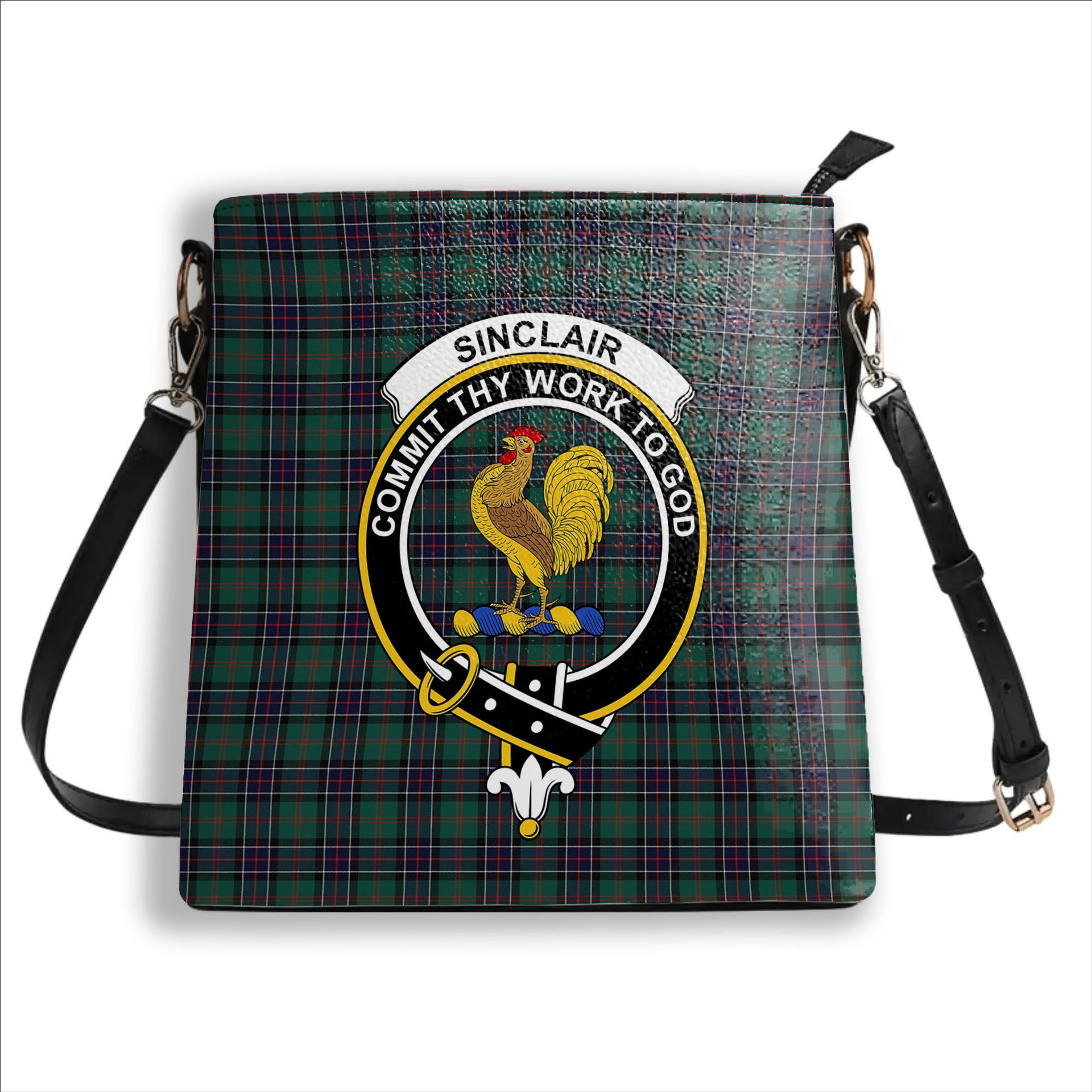 ScotsTee Shop Scottish Sinclair Hunting Modern Clan Crest Tartan Bucket Bag Ladies Shoulder Bag Midi