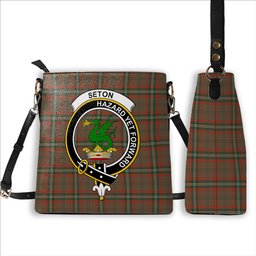 ScotsTee Shop Scottish Seton Hunting Ancient Crest Tartan Bucket Bag Ladies Shoulder Bag Midi