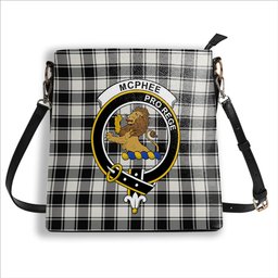 ScotsTee Shop Scottish McPhee B&W Modern Crest Tartan Bucket Bag Ladies Shoulder Bag Midi