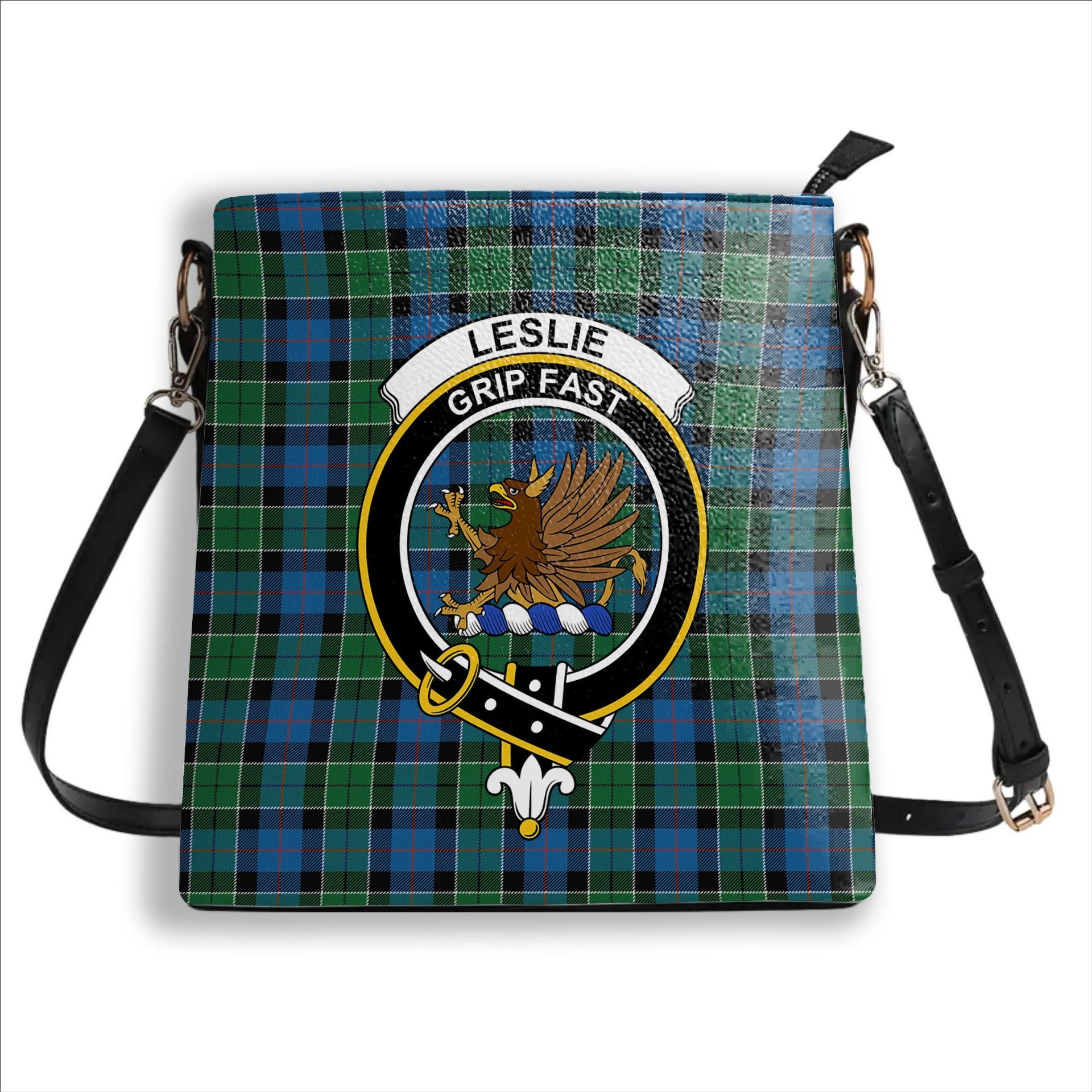ScotsTee Shop Scottish Leslie Hunting Ancient Crest Tartan Bucket Bag Ladies Shoulder Bag Midi