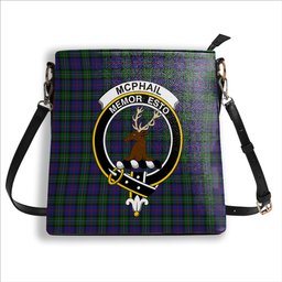 ScotsTee Shop Scottish McPhail Hunting Crest Tartan Bucket Bag Ladies Shoulder Bag Midi