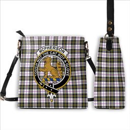 ScotsTee Shop Scottish McPherson Dress Modern Crest Tartan Bucket Bag Ladies Shoulder Bag Midi