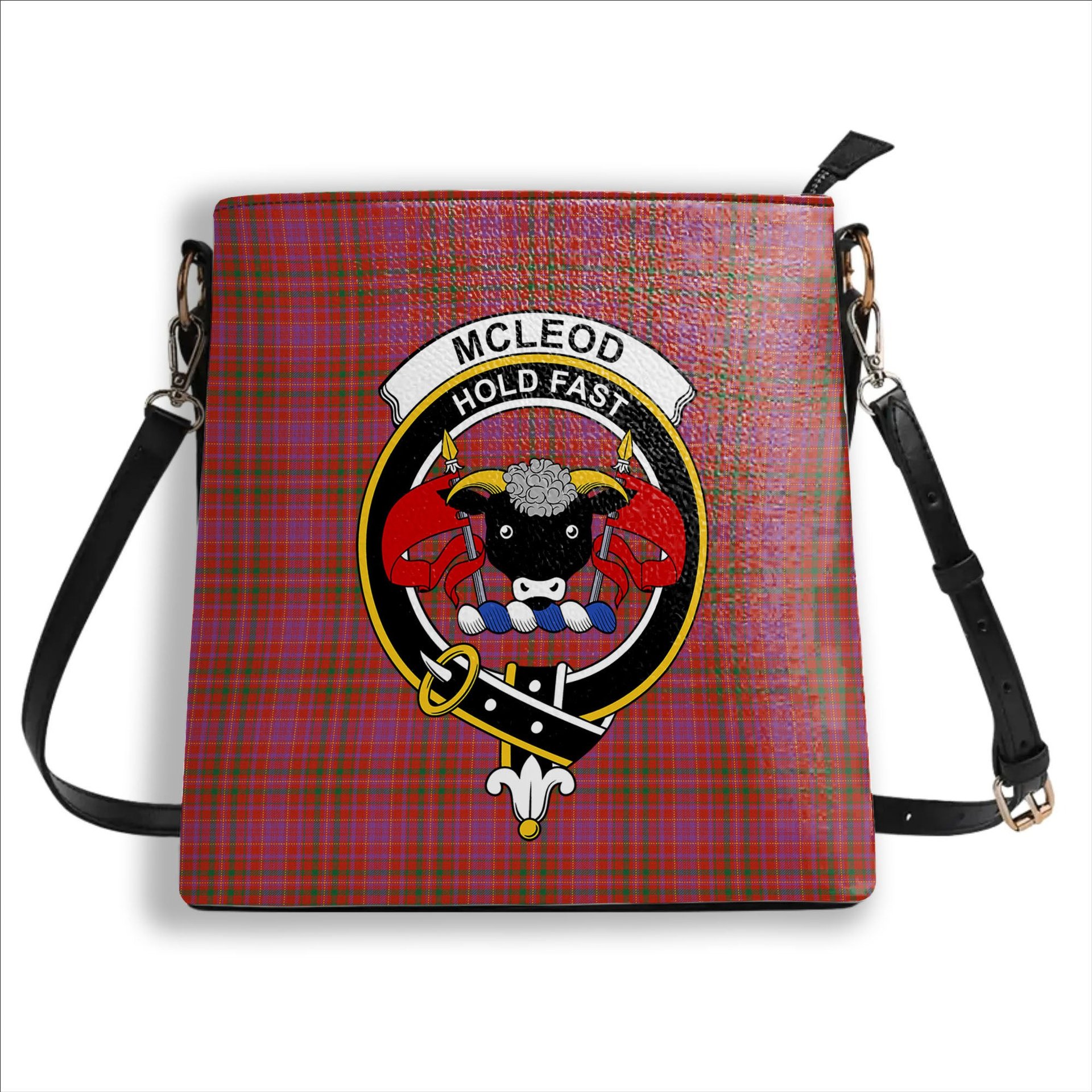 ScotsTee Shop Scottish McLeod Red Ancient Crest Tartan Bucket Bag Ladies Shoulder Bag Midi