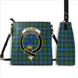 ScotsTee Shop Scottish Stirling Ancient Crest Tartan Bucket Bag Ladies Shoulder Bag Midi