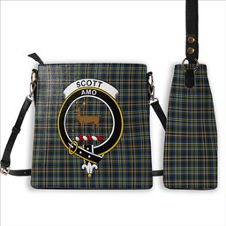 ScotsTee Shop Scottish Scott Green Modern Crest Tartan Bucket Bag Ladies Shoulder Bag Midi
