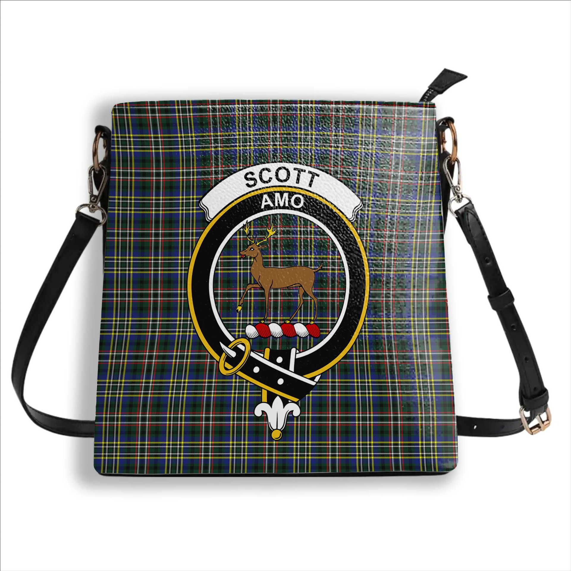 ScotsTee Shop Scottish Scott Green Modern Crest Tartan Bucket Bag Ladies Shoulder Bag Midi