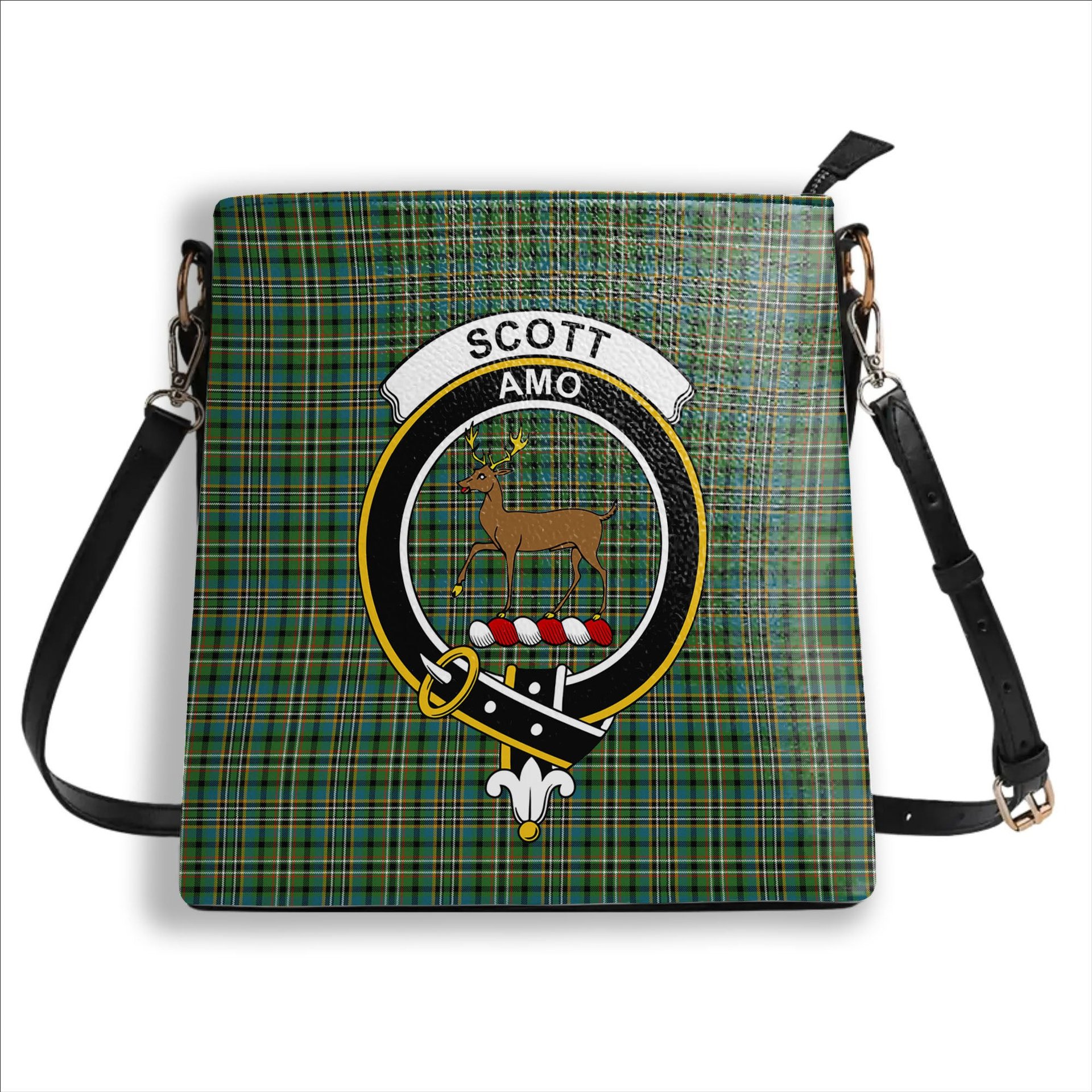 ScotsTee Shop Scottish Scott Green Ancient Crest Tartan Bucket Bag Ladies Shoulder Bag Midi