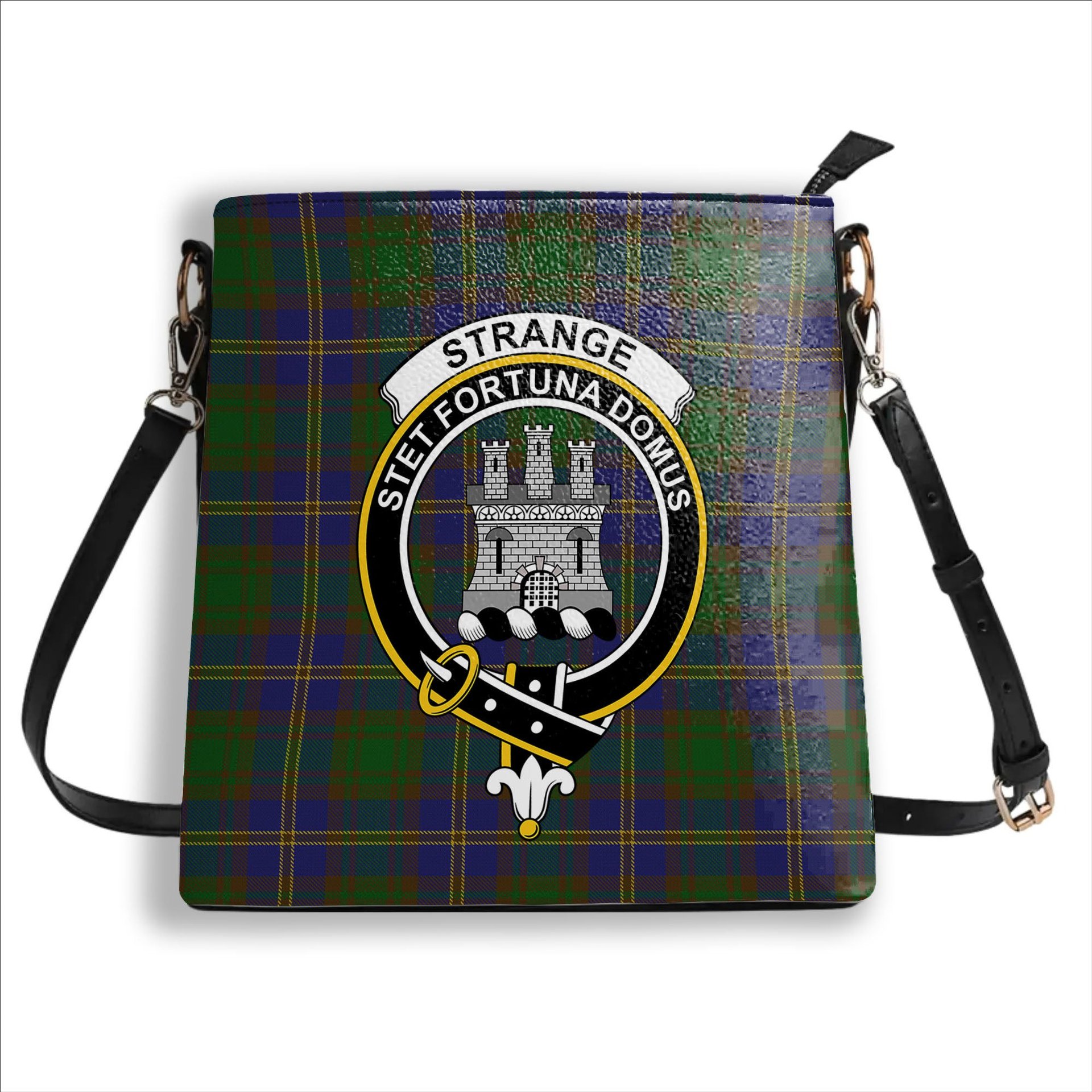 ScotsTee Shop Scottish Strange of Balkaskie Crest Tartan Bucket Bag Ladies Shoulder Bag Midi