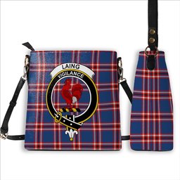 ScotsTee Shop Scottish Laing of Archiestown Modern Crest Tartan Bucket Bag Ladies Shoulder Bag Midi