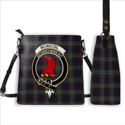 ScotsTee Shop Scottish McNicol Hunting Modern Crest Tartan Bucket Bag Ladies Shoulder Bag Midi