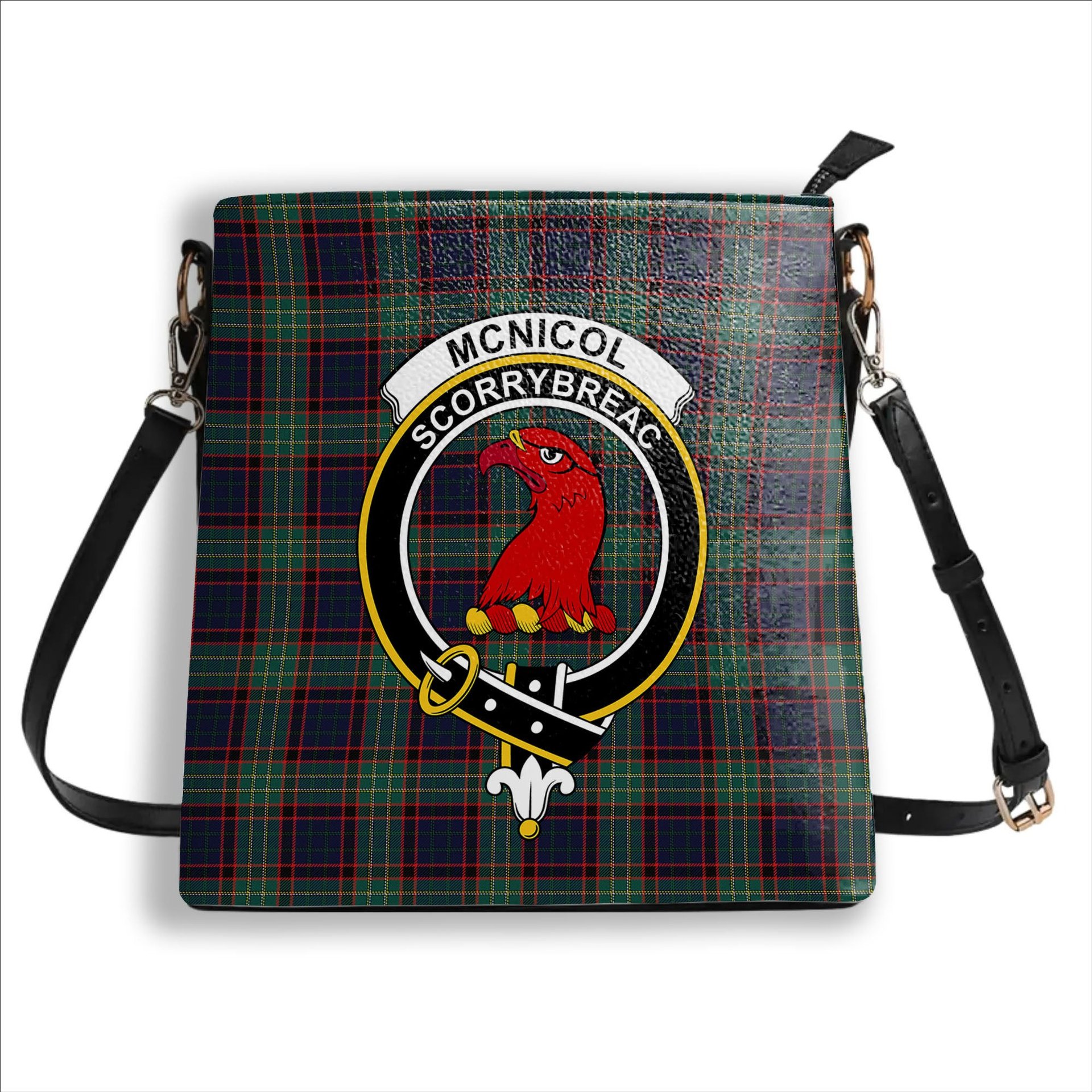 ScotsTee Shop Scottish McNicol Hunting Modern Crest Tartan Bucket Bag Ladies Shoulder Bag Midi