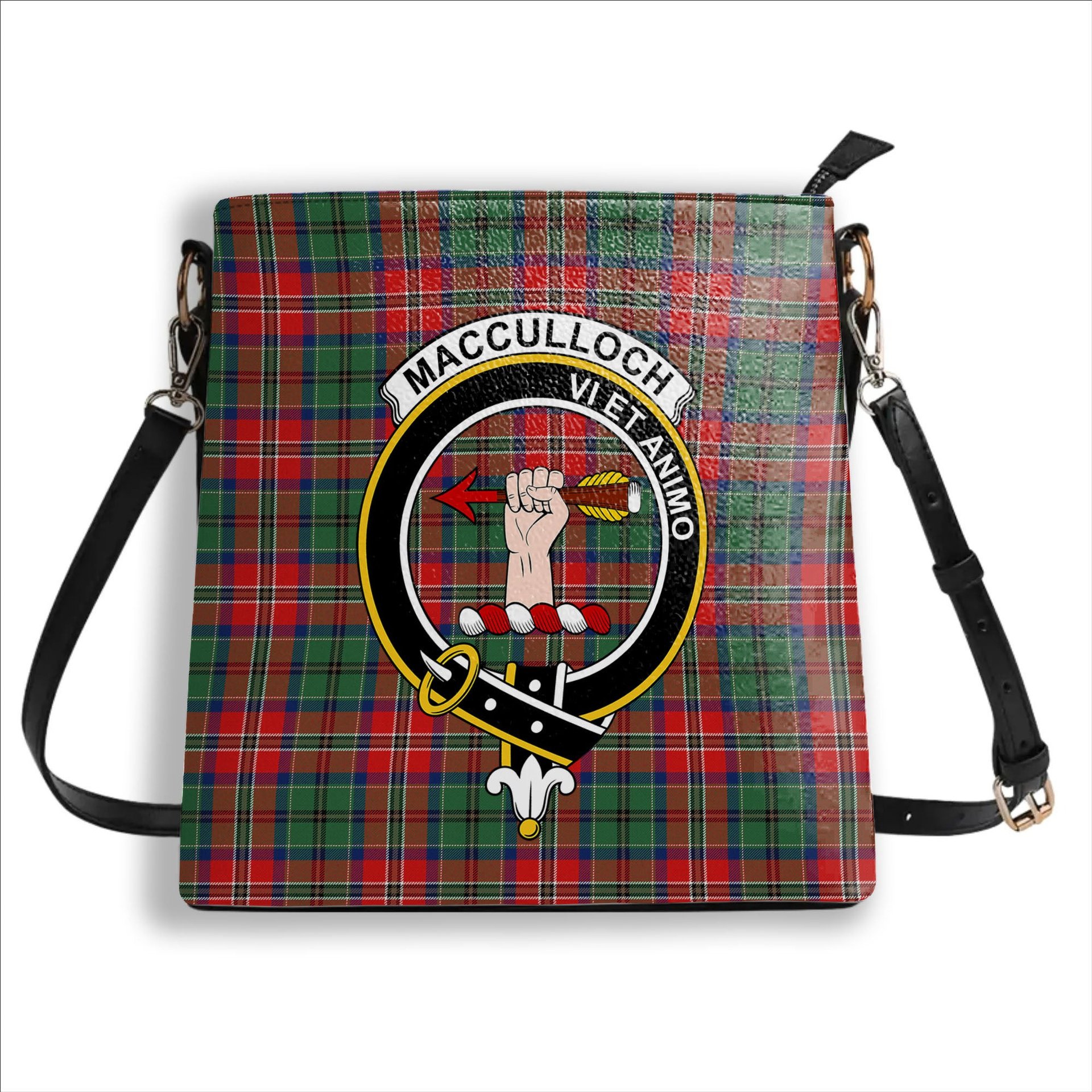 ScotsTee Shop Scottish MacCulloch Modern Crest Tartan Bucket Bag Ladies Shoulder Bag Midi