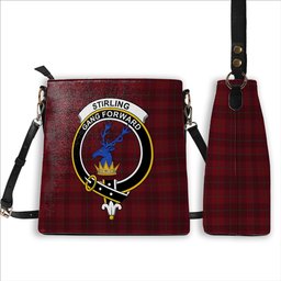 ScotsTee Shop Scottish Stirling of Keir Crest Tartan Bucket Bag Ladies Shoulder Bag Midi