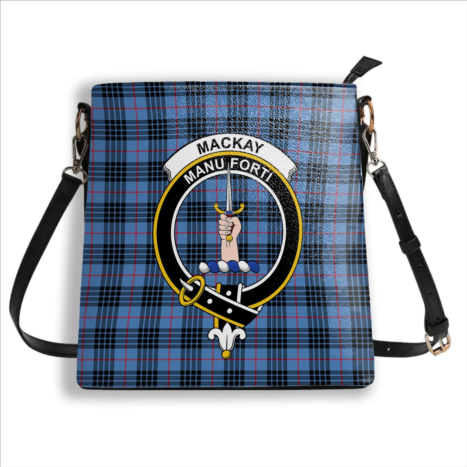 ScotsTee Shop Scottish MacKay Blue Crest Tartan Bucket Bag Ladies Shoulder Bag Midi