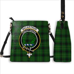 ScotsTee Shop Scottish MacArthur Highland Crest Tartan Bucket Bag Ladies Shoulder Bag Midi