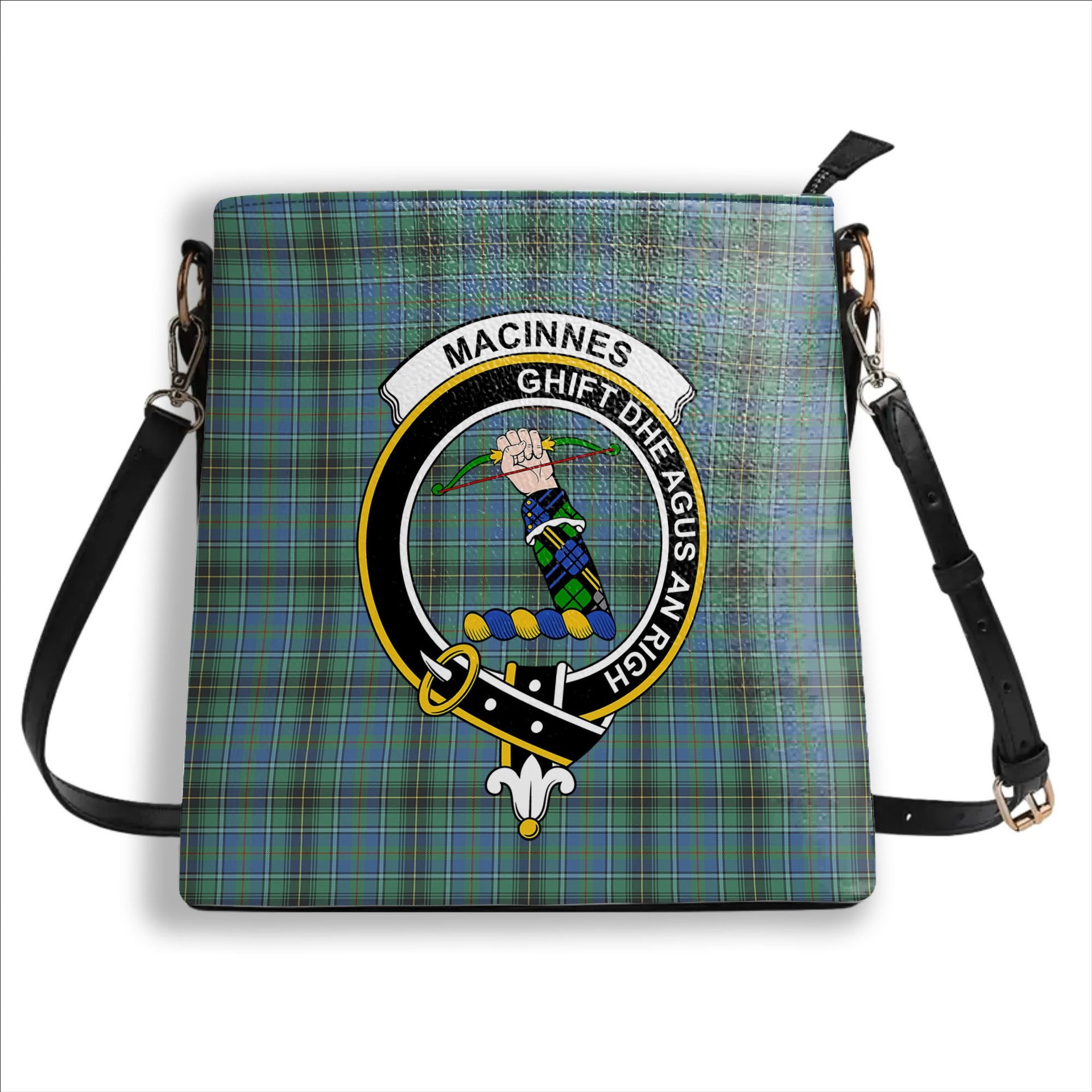 ScotsTee Shop Scottish MacInnes Ancient Crest Tartan Bucket Bag Ladies Shoulder Bag Midi