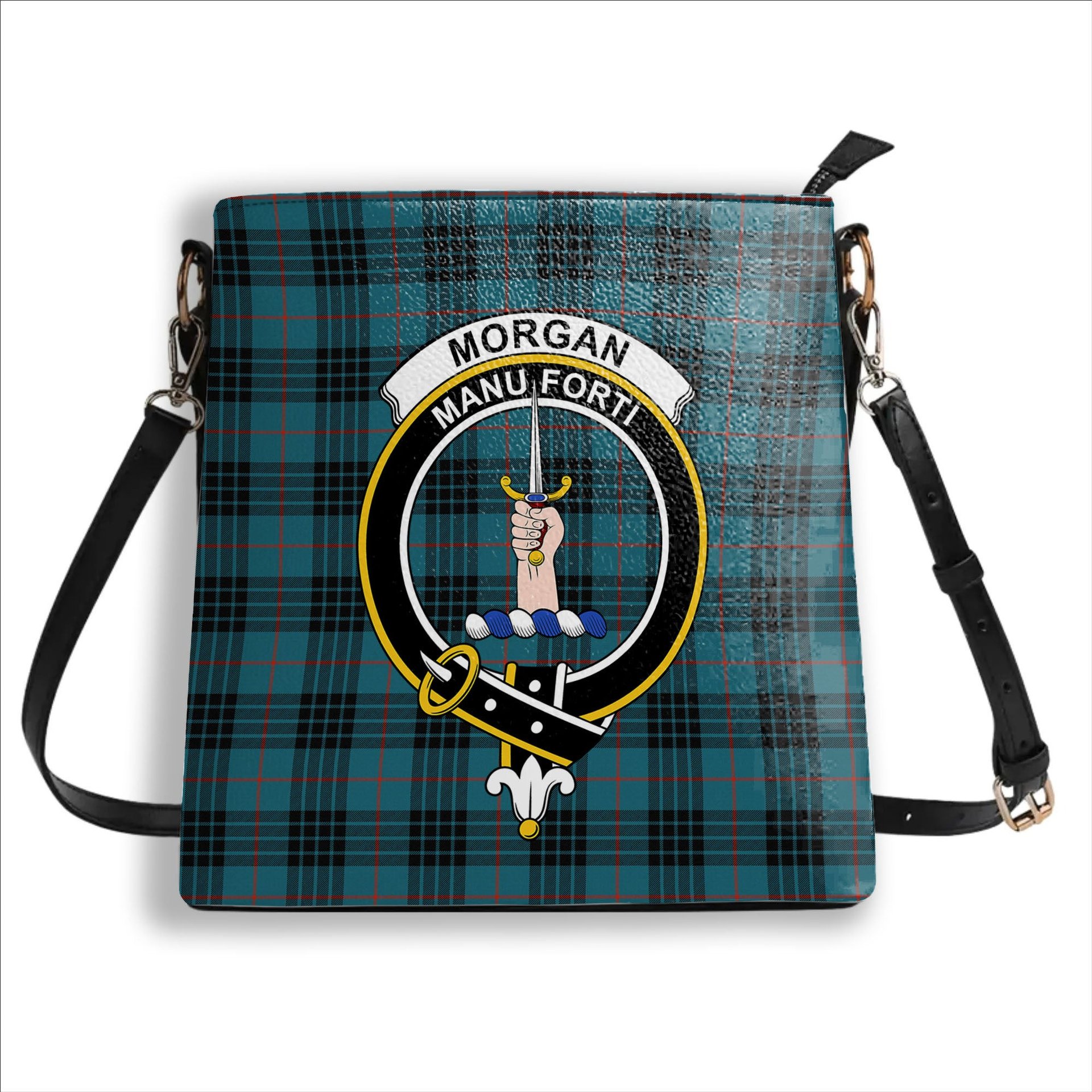 ScotsTee Shop Scottish Morgan Ancient Crest Tartan Bucket Bag Ladies Shoulder Bag Midi