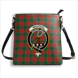 ScotsTee Shop Scottish MacPhail Blue Bands Ancient Crest Tartan Bucket Bag Ladies Shoulder Bag Midi