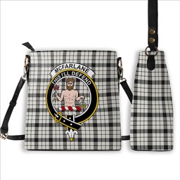 ScotsTee Shop Scottish McFarlane Black White Ancient Crest Tartan Bucket Bag Ladies Shoulder Bag Midi
