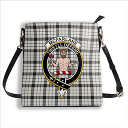 ScotsTee Shop Scottish McFarlane Black White Ancient Crest Tartan Bucket Bag Ladies Shoulder Bag Midi