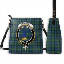 ScotsTee Shop Scottish Stirling Modern Crest Tartan Bucket Bag Ladies Shoulder Bag Midi