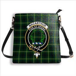 ScotsTee Shop Scottish MacArthur Modern Crest Tartan Bucket Bag Ladies Shoulder Bag Midi