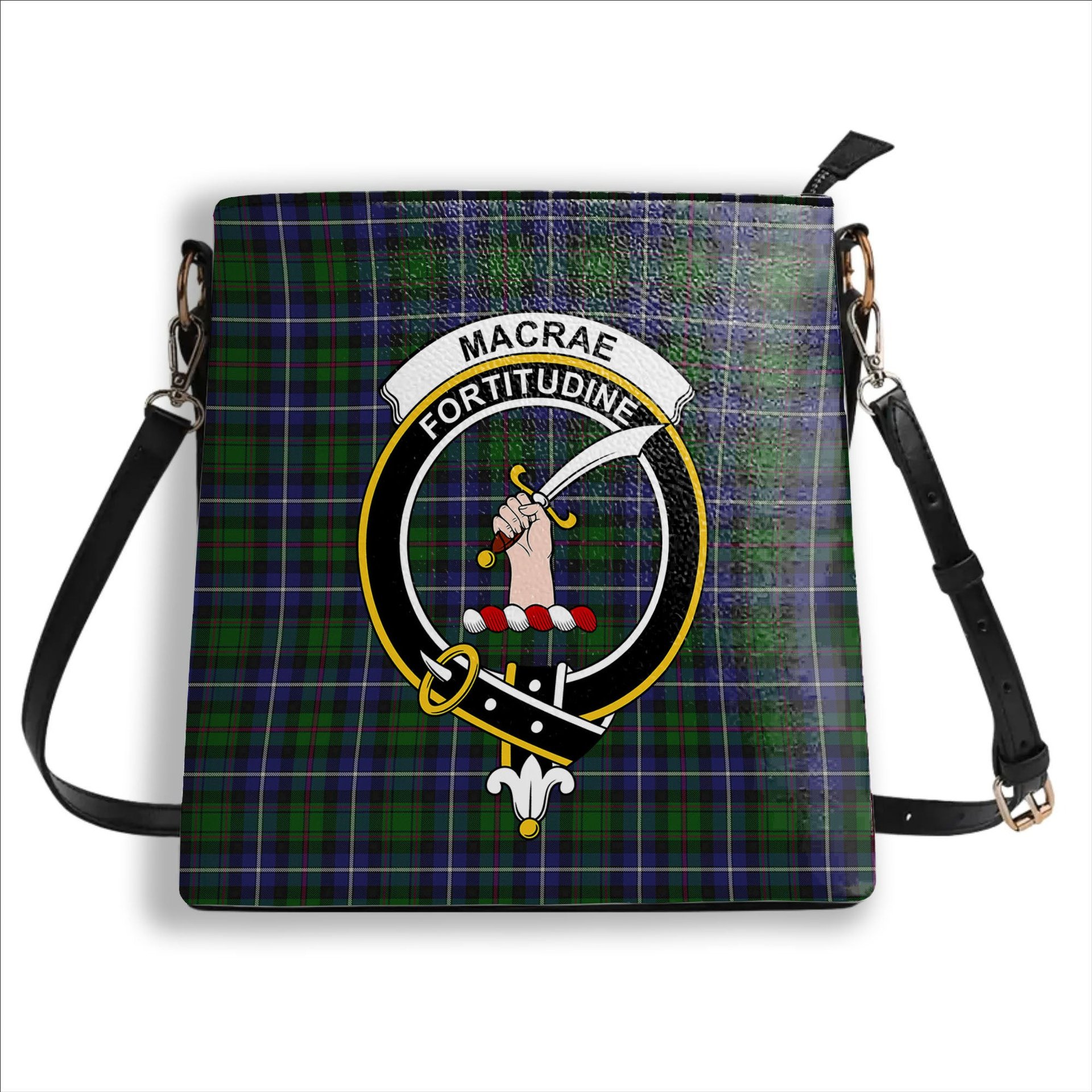 ScotsTee Shop Scottish MacRae Hunting Wilsons_ Crest Tartan Bucket Bag Ladies Shoulder Bag Midi
