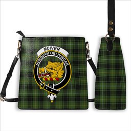 ScotsTee Shop Scottish McIver Hunting Crest Tartan Bucket Bag Ladies Shoulder Bag Midi