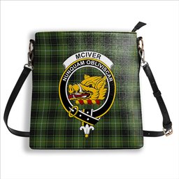 ScotsTee Shop Scottish McIver Hunting Crest Tartan Bucket Bag Ladies Shoulder Bag Midi