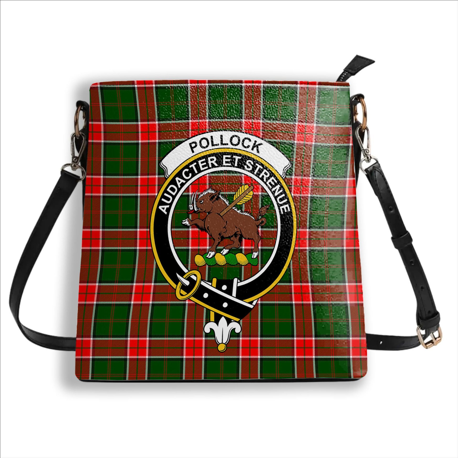 ScotsTee Shop Scottish Pollock Modern Crest Tartan Bucket Bag Ladies Shoulder Bag Midi