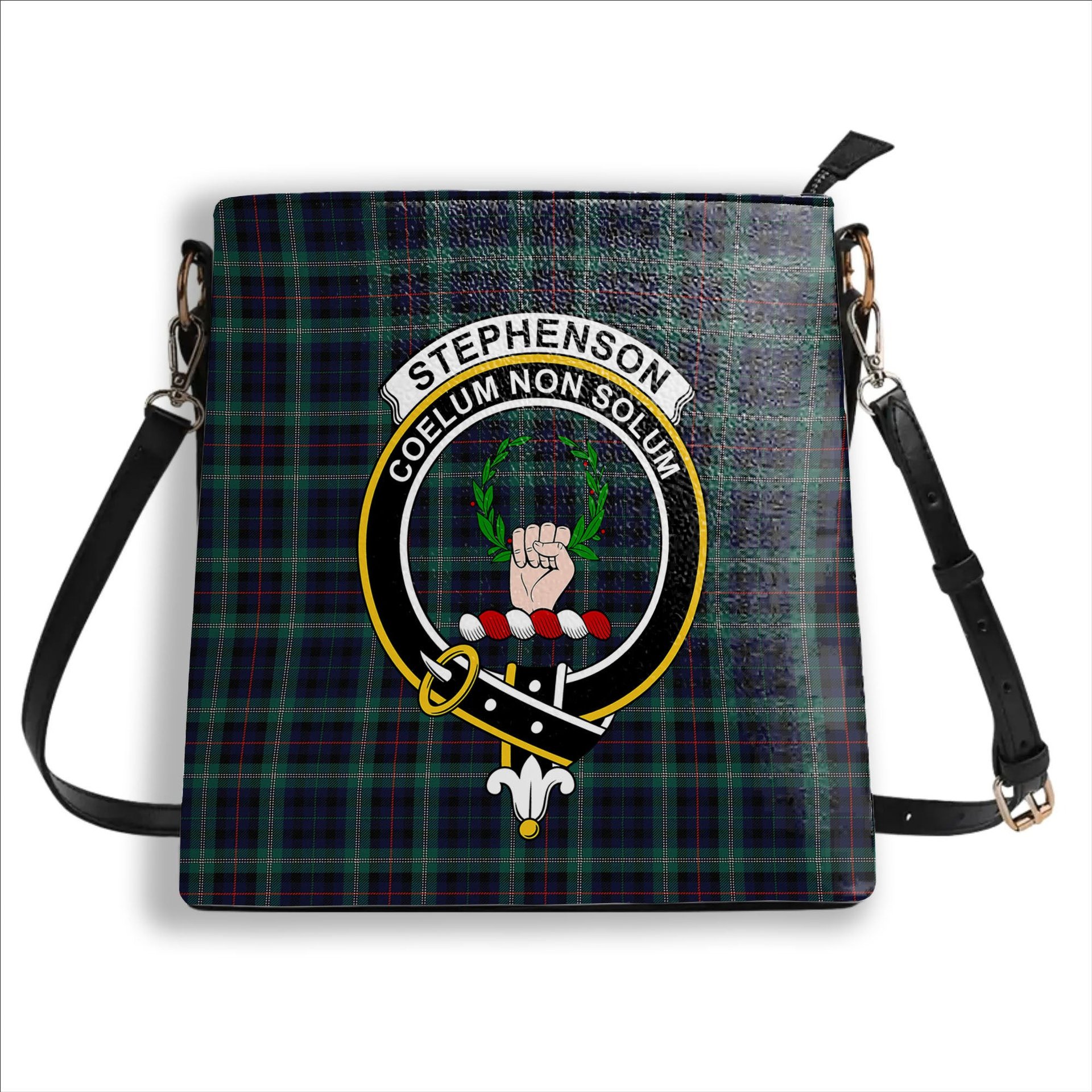 ScotsTee Shop Scottish Stephenson Hunting Modern Crest Tartan Bucket Bag Ladies Shoulder Bag Midi