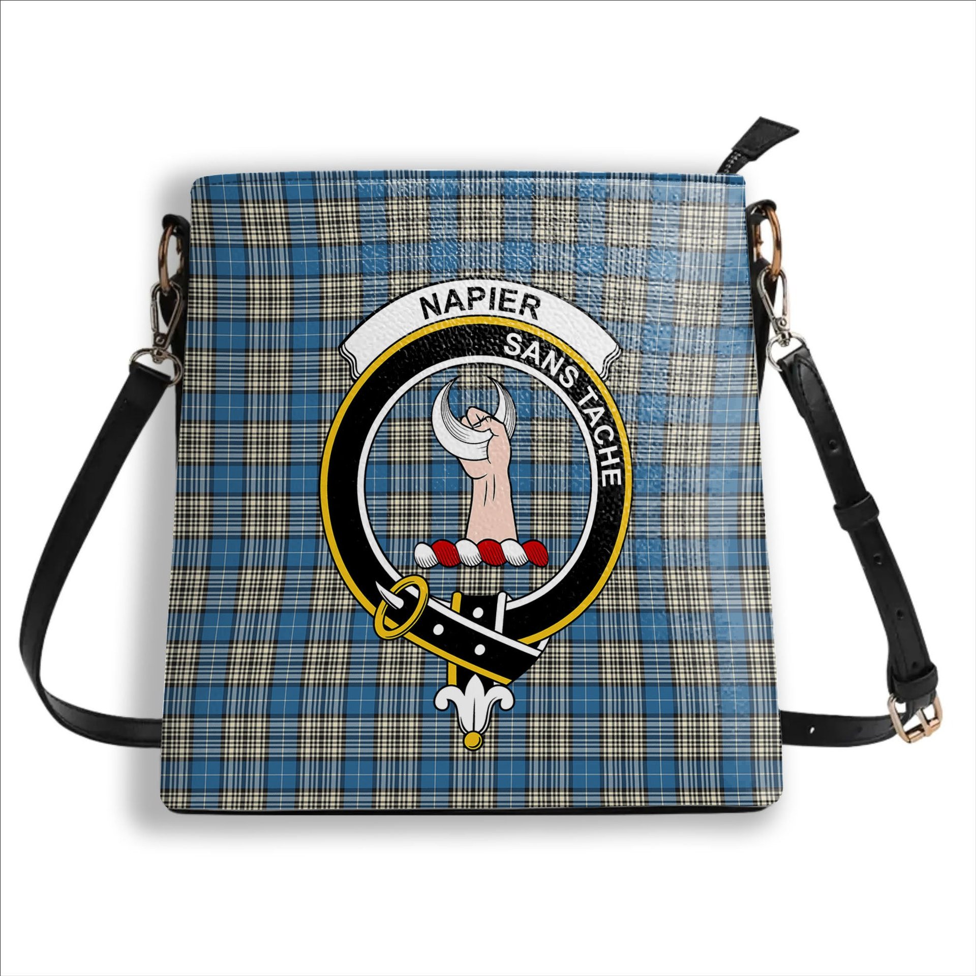 ScotsTee Shop Scottish Napier Ancient Crest Tartan Bucket Bag Ladies Shoulder Bag Midi