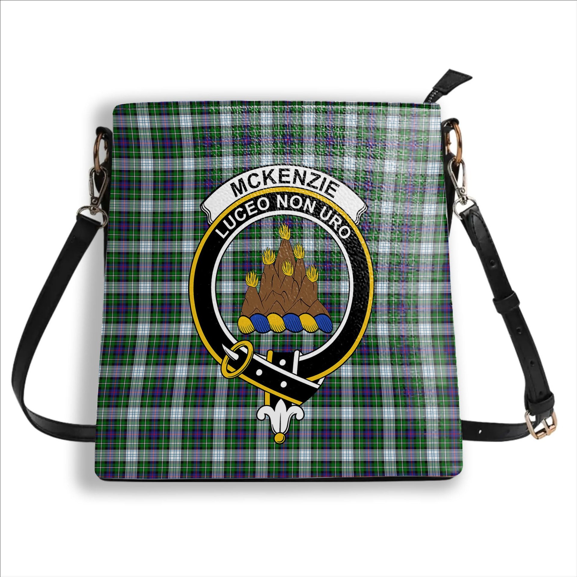 ScotsTee Shop Scottish McKenzie Dress Modern Crest Tartan Bucket Bag Ladies Shoulder Bag Midi
