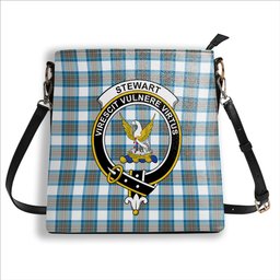 ScotsTee Shop Scottish Stewart Muted Blue Crest Tartan Bucket Bag Ladies Shoulder Bag Midi