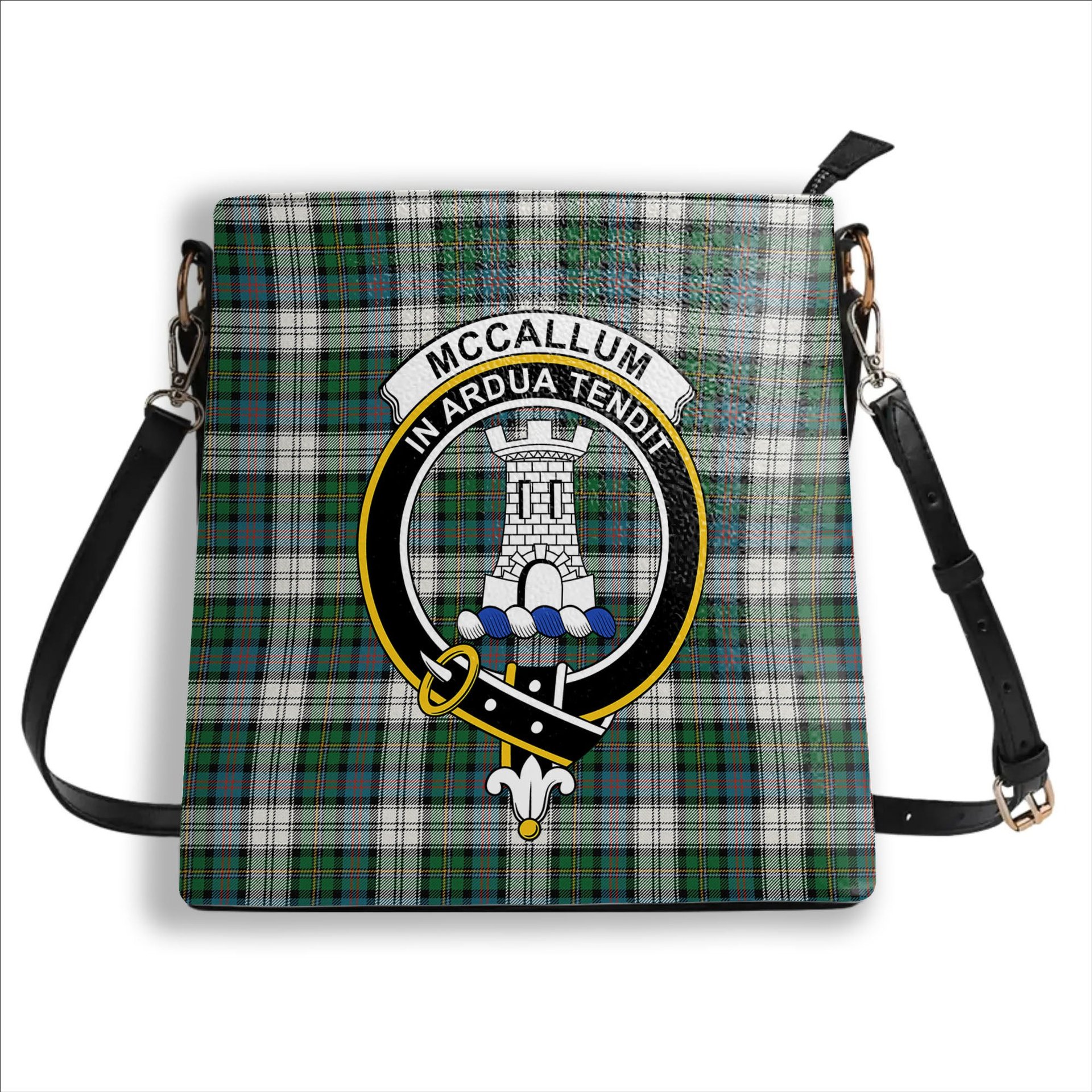 ScotsTee Shop Scottish McCallum Dress Ancient Crest Tartan Bucket Bag Ladies Shoulder Bag Midi