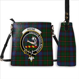 ScotsTee Shop Scottish Skene Crest Tartan Bucket Bag Ladies Shoulder Bag Midi