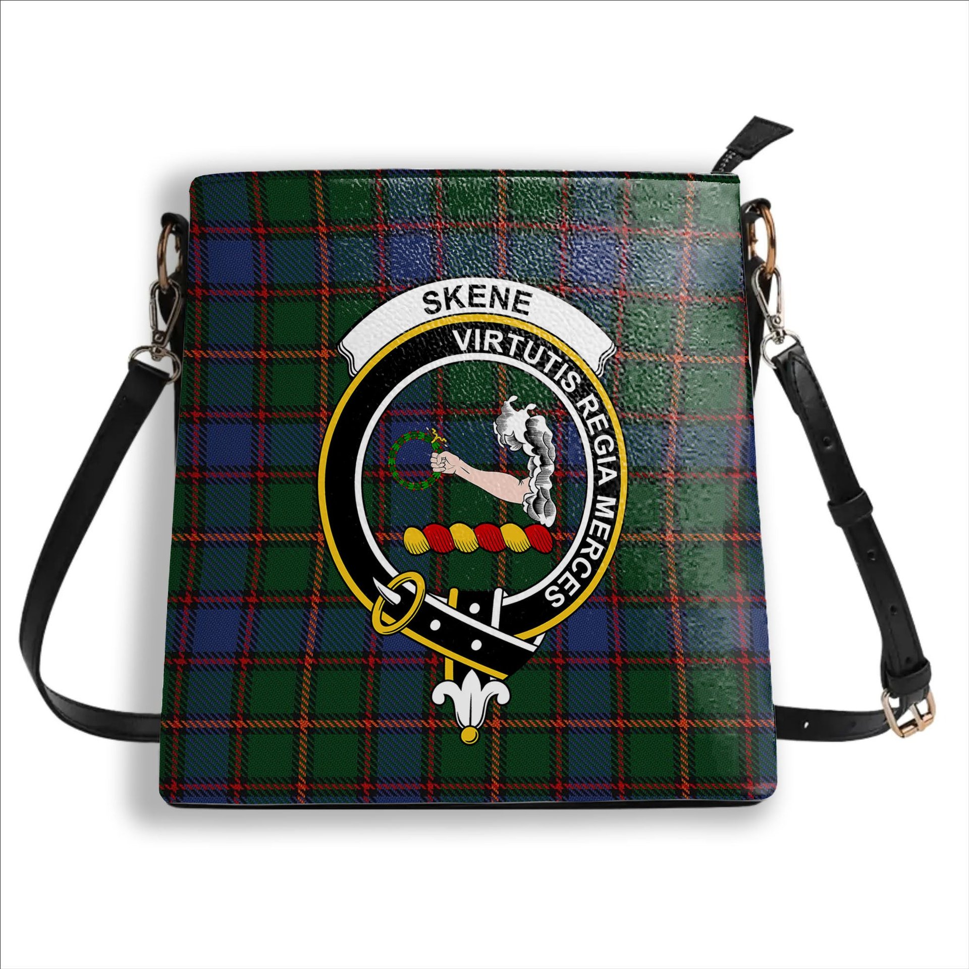 ScotsTee Shop Scottish Skene Crest Tartan Bucket Bag Ladies Shoulder Bag Midi