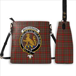 ScotsTee Shop Scottish MacPherson 3 Crest Tartan Bucket Bag Ladies Shoulder Bag Midi